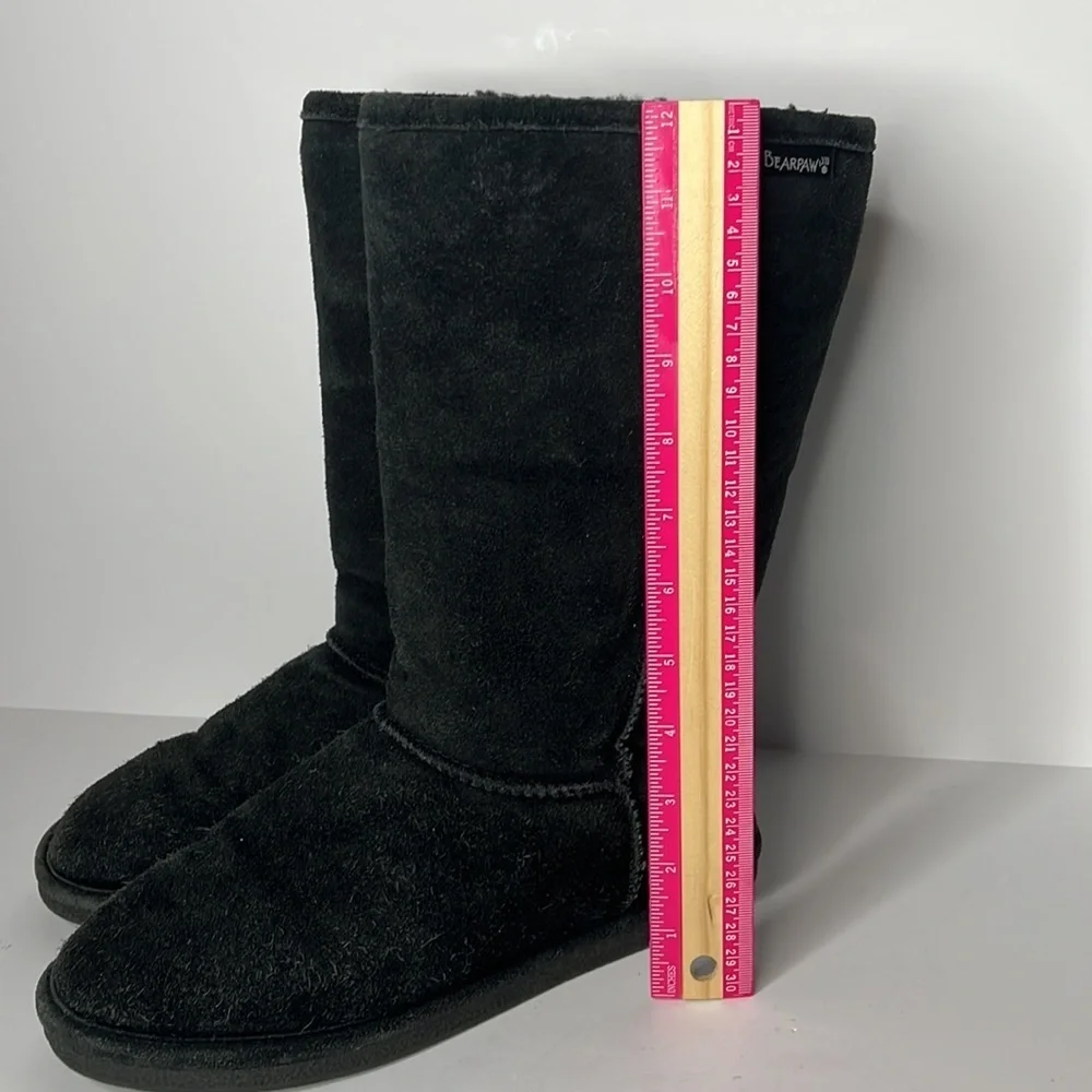 BearPaw Women’s Emma‎ Boots Winter Black Cloud Suede Upper Sheepskin Wool Lining